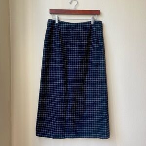 Vintage Plaid Wool Maxi Skirt